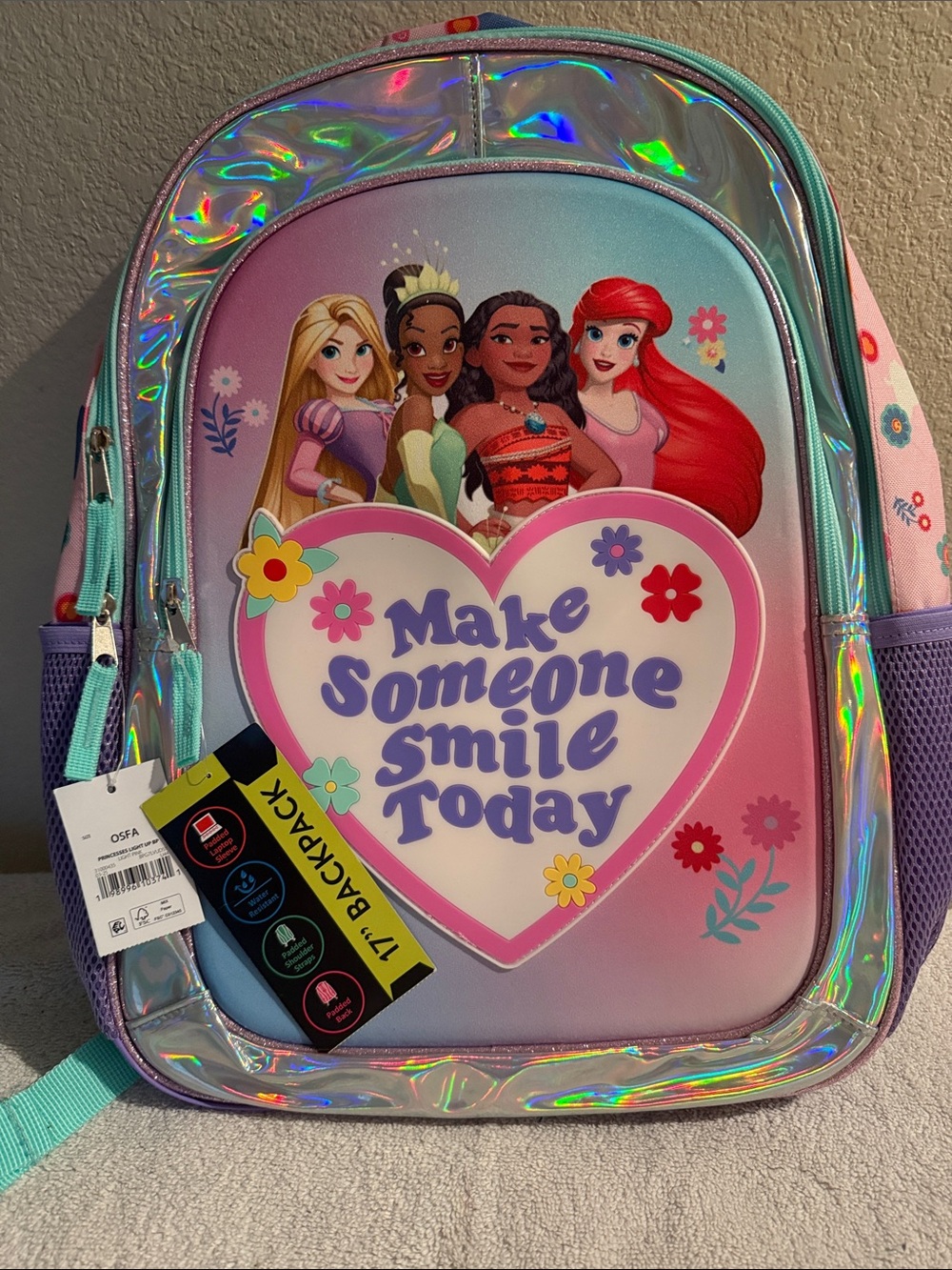 NWT Disney Princess 17” Light-Up Backpack • Make Someone Smile Today •
